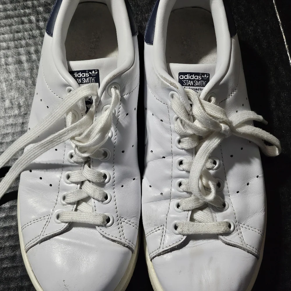 Adidas Stan Smith Running Shoes Cloud White Navy Men 7.5 Athletic Sneakers M2035